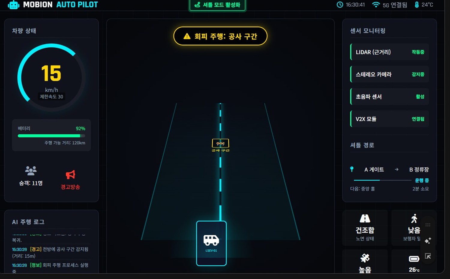 MOBION AUTO PILOT 통합 관제 화면